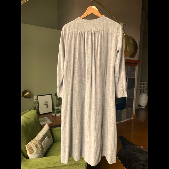 Zara Cotton Gray Midi Shirt Dress Size Small - Picture 2 of 3
